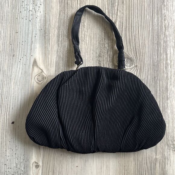 VINTAGE CHARLET Victorian  Black Fabric Purse w Jeweled Clasp  - Made In The USA - Picture 9 of 12